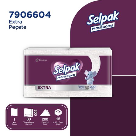 Selpak Profesyonel Extra Peçete 200'lü x 15 Adet
