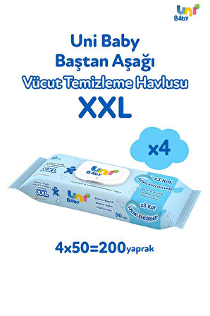 Uni Baby Vücut Temizleme Havlusu Xxl 4'lü 200 Yaprak
