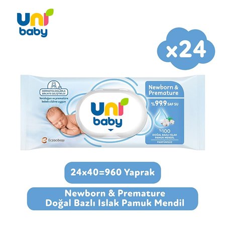 Uni Baby Yenidoğan & Premature Islak Mendil 24x40 Adet