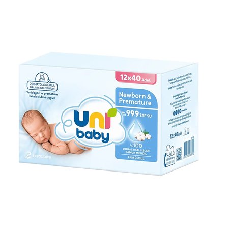 Uni Baby Yenidoğan & Premature Islak Mendil 12x40 Adet