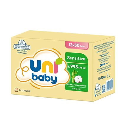 Uni Baby Sensitive Bambu& Pamuk Özlü Islak Mendil 12x50 Adet