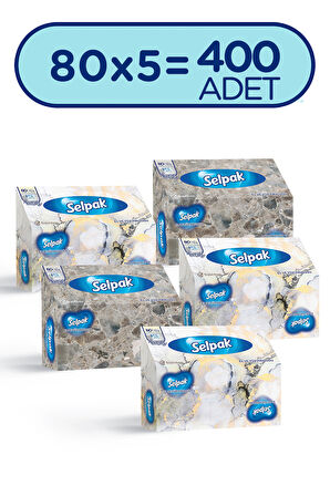 Selpak El Ve Yüz Havlusu Kutulu Mermer Desen 5*80 Yaprak