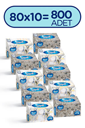 Selpak El ve Yüz Havlusu Kutulu Mermer Desen 10*80 Yaprak