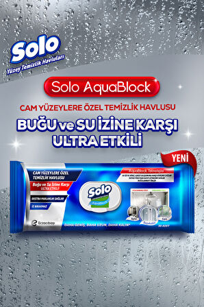 Solo Aquablock Cam Yüzeylere Özel Temizlik Havlusu 3'lü 90 Yaprak