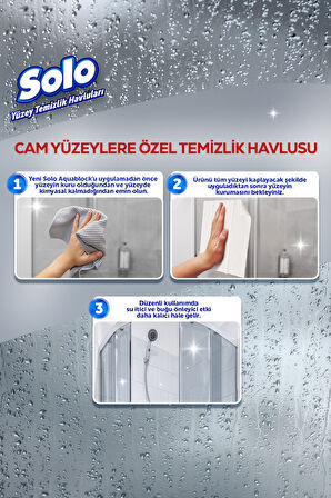 Solo Aquablock Cam Yüzeylere Özel Temizlik Havlusu 3'lü 90 Yaprak