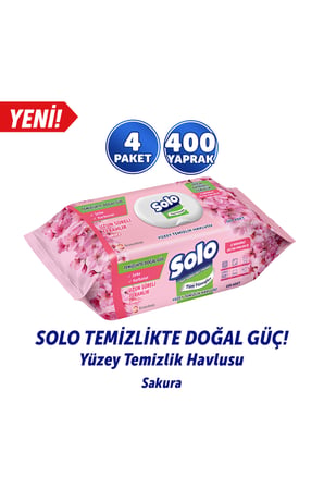 Temizlikte Doğal Güç Sakura Yüzey Temizlik Havlusu 4'lü 400 Yaprak