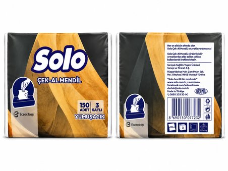 Solo Çek-Al Mendil (4 ADET )150'Lİ 3 Katlı Yumuşak Mendil