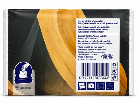 Solo Çek-Al Mendil (5 ADET )150'Lİ 3 Katlı Yumuşak Mendil