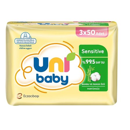 Uni Baby Sensitive Bambu& Pamuk Özlü Islak Mendil 3x50 Adet
