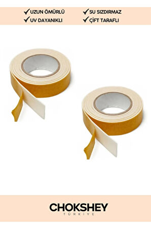 Uzun Ömürlü Süngerli Ultra Yapışkan İç Dış Mekan Çok Amaçlı Çift Taraflı Köpük Bant 18mmx2m 1 Adet