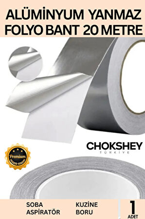 Alüminyum Yanmaz Folyo Bant Özel Suya Sıcaklığa Dayanıklı Tamir Soba Boru Yama 44mmx20m - 1 Adet