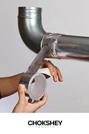 Alüminyum Yanmaz Folyo Bant Özel Suya Sıcaklığa Dayanıklı Tamir Soba Boru Yama 44mmx20m - 1 Adet