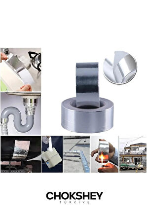 Alüminyum Yanmaz Folyo Bant Özel Suya Sıcaklığa Dayanıklı Tamir Soba Boru Yama 44mmx20m - 1 Adet