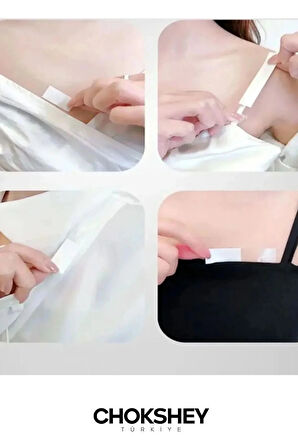 Elbise Kaydırmaz Şeffaf Elbise Sabitleyici Dekolte Takı Kıyafet Bandı - 1 Adet