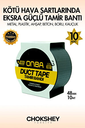 Süper Güçlü Su Geçirmez Sızdırmaz Gri Renk Çok Amaçlı İzolasyon ve Tamir Bandı 48mm x 10m - 10 Adet