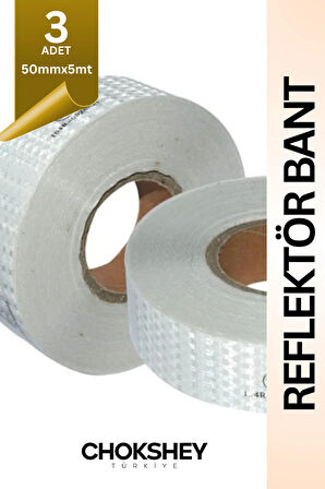 Reflektör Bant Beyaz Reflektif Bant İkaz Band 50mmx5mt 3 Adet