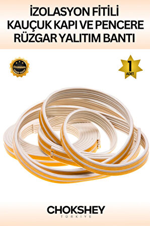 Beyaz Kapı ve Pencere Rüzgar Yalıtım Bandı İzolasyon Fitili Kauçuk 2mmx5mt (2li Fitil)