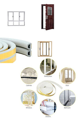 Kapı ve Pencere Rüzgar Yalıtım Bandı İzolasyon Fitili Kauçuk 2x15mt (2li Fitil) - 1 Adet