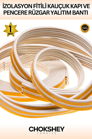 Beyaz Kapı ve Pencere Rüzgar Yalıtım Bandı İzolasyon Fitili Kauçuk 2mmx10mt (2li Fitil)