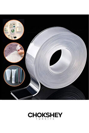 Yıkanabilir Nano Şeffaf Bant Su Geçirmez Süper Güçlü Montaj Bant 10mmx2mt