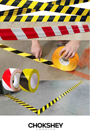 Sarı Siyah Yer İşaretleme Bandı 50mmx30mt - 3 Adet