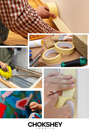 Maskeleme Bandı Bej Krepe Kâğıt Tabanlı Boya Uygulamaları Için Ideal 48mmx20mt - 12 Adet