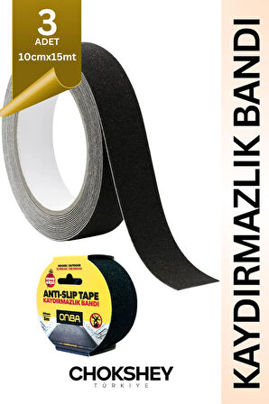 Merdiven ve Zemin Kaydırmaz Bant Siyah 10cm x 15mt - 3 Adet