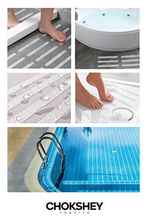 Şeffaf Kaydırmaz Bant Merdiven, Zemin, Banyo ve Havuz Kenarı Güvenlik Bandı 25mmx5mt - 3 Adet