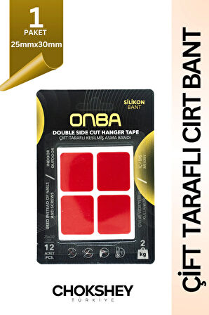 Hazır Kesilmiş Çift Taraflı Kesilmiş Silikon Bant - 25mmx30mm 1 Paket - 12 Adet