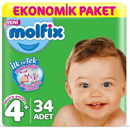 Molfix Bebek Bezi 4+ Beden 9-16 Kg 34'lü