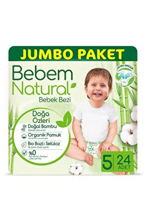 Bebem Natural 5 Numara Junior 24'lü Bel Bantlı Bez