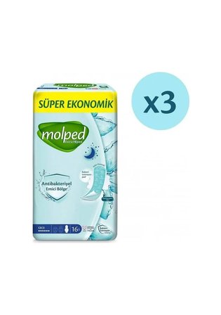 Molped Extra Hijyen Antibakteriyel Günlük Ped İnce 16'lı * 3 adet
