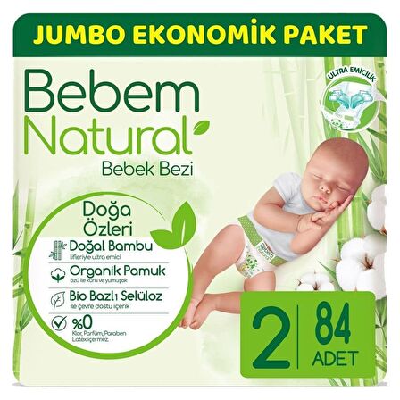 Bebem Natural Mini 2 Beden (3-6 Kg) Jumbo Avantaj Paketi 84'lü