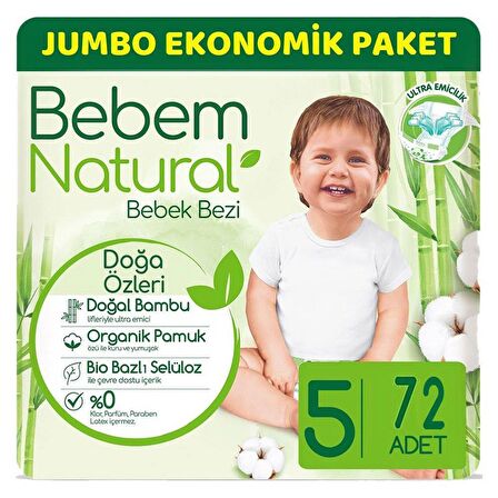 Bebem Natural Junior 5 Beden (11-18 Kg) Jumbo Avantaj Paketi 72'li