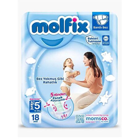 Molfix 5+ Numara Junior Plus 18'li Bel Bantlı Bez