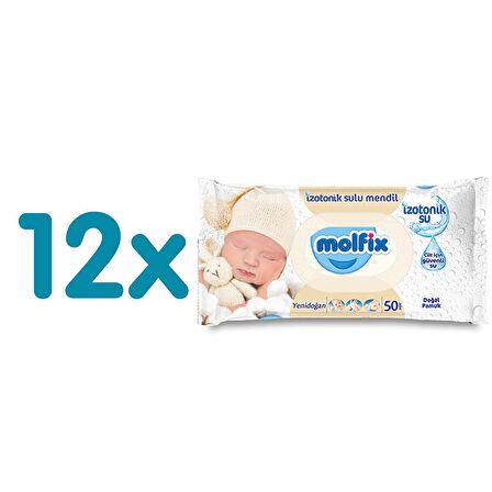 Molfix İzotonik Sulu Yenidoğan Islak Mendil 12x50 Adet