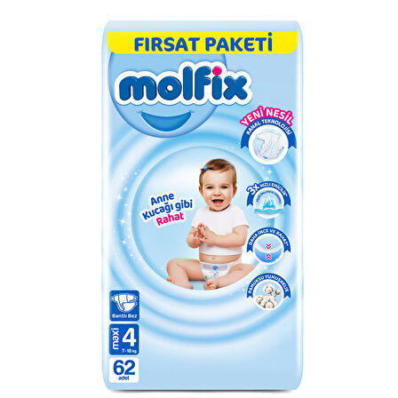 Molfix 4 Numara Maxi 64'lü Bel Bantlı Bez