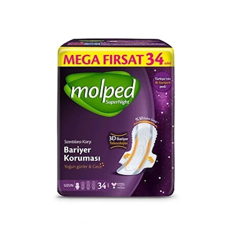 Molped Süpernight Uzun Ped Mega 34 Adet