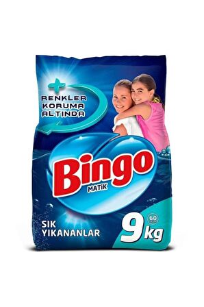 Bingo Matik Sık Yıkanan 9 kg Beyazlar ve Renkliler için Toz Çamaşır Deterjanı