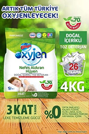 Bingo Oksijen Doğal Içerikli Toz Çamaşır Deterjanı 4 kg x 2 Paket