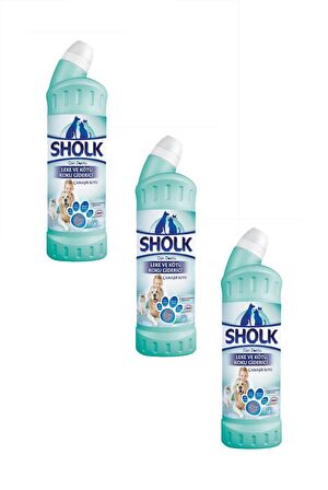 Sholk Evcil Hayvan Leke ve Koku Giderici Oksijenlı Çamaşır Suyu 750 Ml (3 ADET)