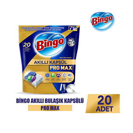 Bingo Akıllı Kapsül Pro Max Bulaşık Makinesi Tableti 20 li x 2 Adet (40 Kapsül)