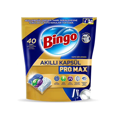 Bingo Akıllı Kapsül Pro Max Bulaşık Makinesi Tableti 40'lı x 2 Adet (80 Kapsül)