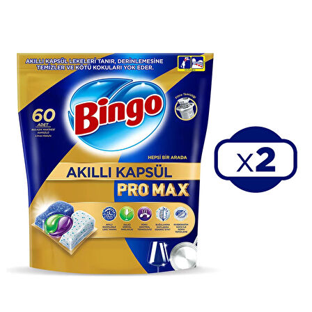 Bingo Akıllı Kapsül Pro Max Bulaşık Makinesi Tableti 60'lı x 2 Adet (120 Kapsül)