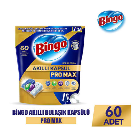 Bingo Akıllı Kapsül Pro Max Bulaşık Makinesi Tableti 60'lı x 2 Adet (120 Kapsül)