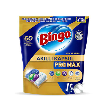 Bingo Akıllı Kapsül Pro Max Bulaşık Makinesi Tableti 60'lı x 2 Adet (120 Kapsül)