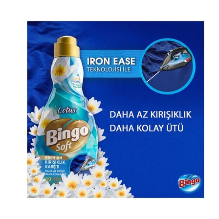 Bingo Soft Konsantre Çamaşır Yumuşatıcısı 1200 ml Frezya ve Lotus 4 lü Paket