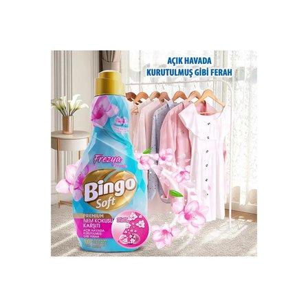 Bingo Soft Konsantre Yumuşatıcı Nem Kokusu Karşıtı 1200 ml Frezya 2 li