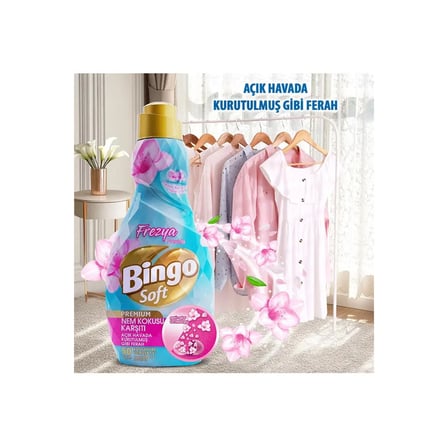 Bingo Soft Konsantre Çamaşır Yumuşatıcısı 1200 ml Frezya 4'lü Paket