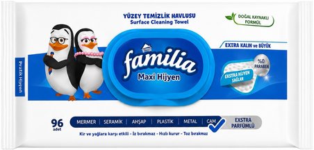 Familia Yüzey Temizlik Havlusu 96 Yaprak Maxi Hijyen Kabartma Doku Plastik Kapaklı
